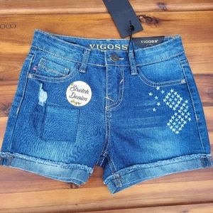 NWT Vigoss Stretch Denim Jean Girls Shorts Sz 10